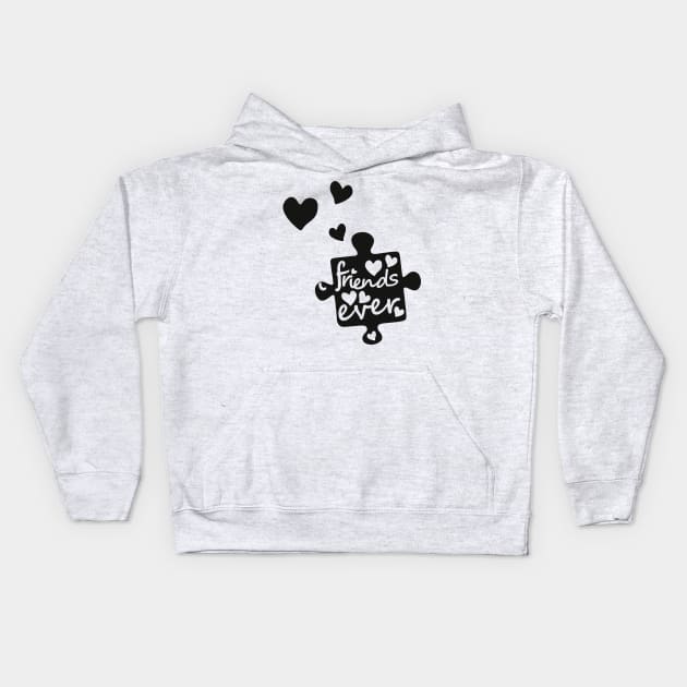 Best Friends Forever Connection Puzzle (right) Kids Hoodie by XOOXOO